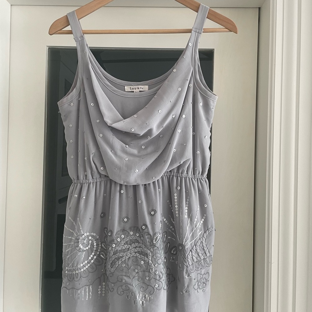 NWOT Elegant Silver/Grey Embellished Top